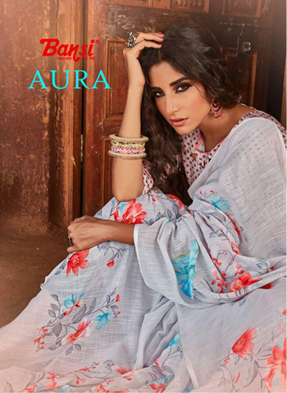 Bansi Fashion Aura Linen Printed Regular Wear Sarees Collect...