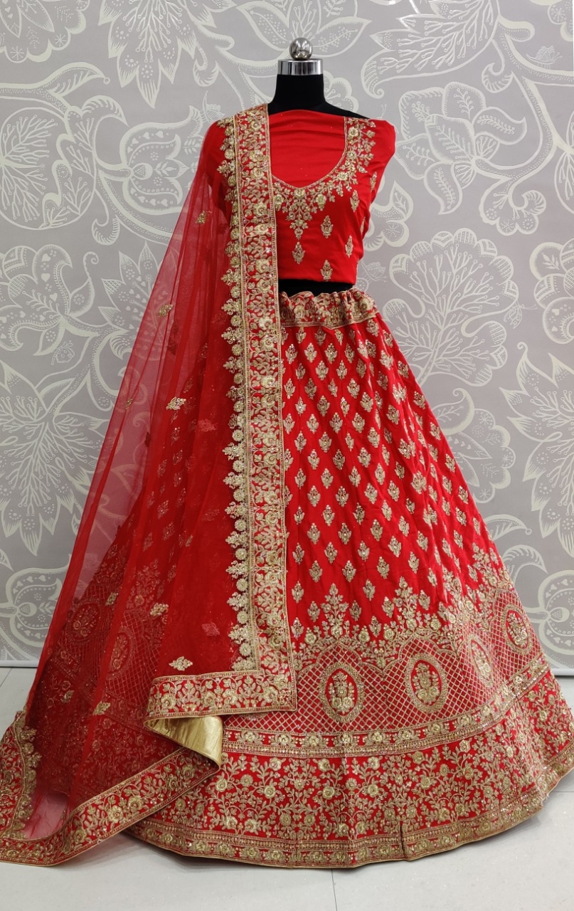 Designer Latest Satin Silk With Heavy Embroidery Work Bridal...