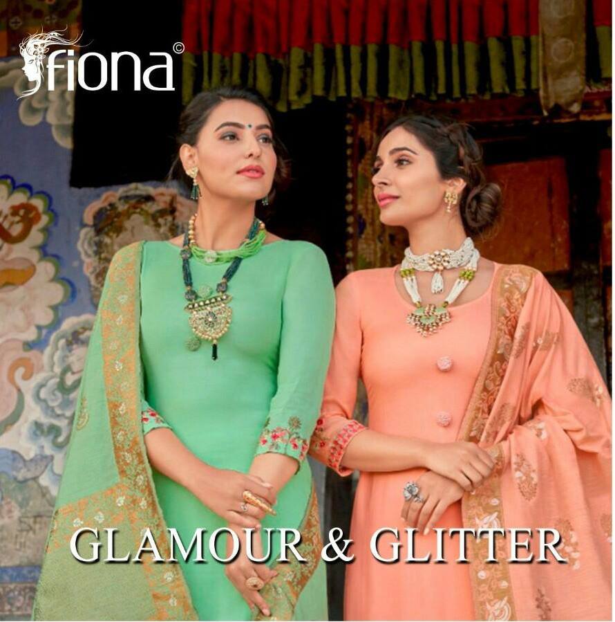 Fiona Glamour And Glitter Cotton Silk With Work Dress Materi...