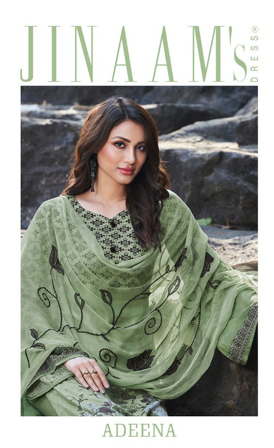 Jinaam Adeena Digital Printed Cotton Satin Dress Material At...