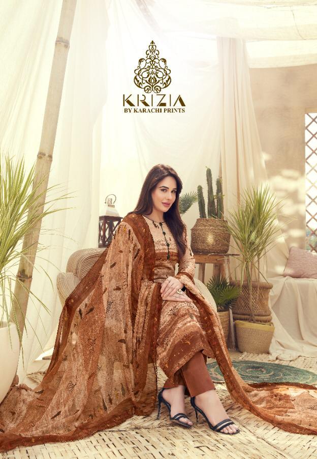Kesar Karachi Prints Krizia Jam Satin Printed Dress Material...
