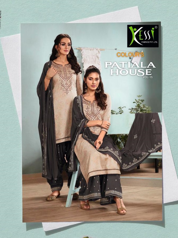 Kessi Fabrics Colour's By Patiala House Vol 15 Satin With Em...