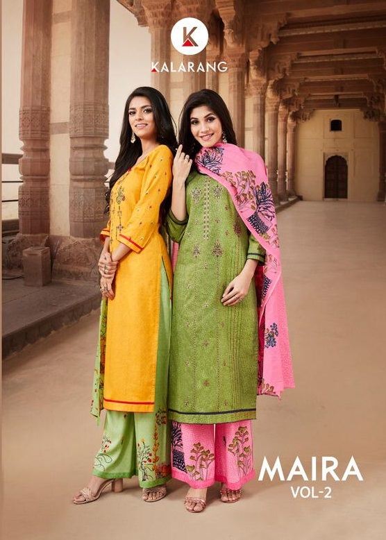 Kessi Fabrics Kalarang Maira Vol 2 Printed Satin With Embroi...