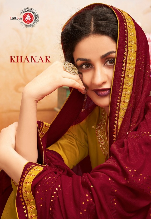 Khanak Triple Aa Jam Silk With Work Dress Material At Wholes...