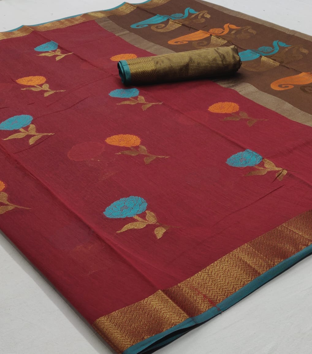 Lotus Linen Designer Linen Cotton Weaving Sarees Collection ...