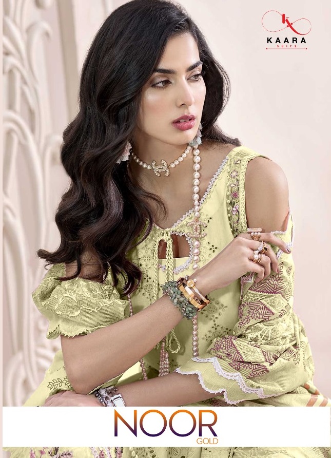 Kaara Suits Noor Gold Pure Cotton With Embroidery Work Pakis...
