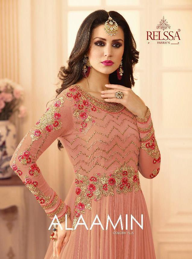 Relsaa Fabrics Alaamin Colour Plus Georgette Embroidery Work...