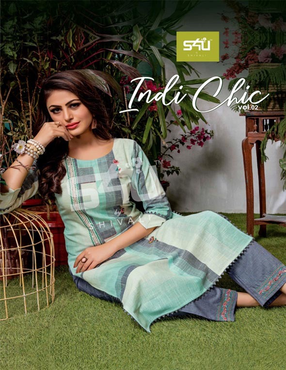S4u Shivali Indi Chic Vol 2 Designer Printed Fancy Fabric Re...