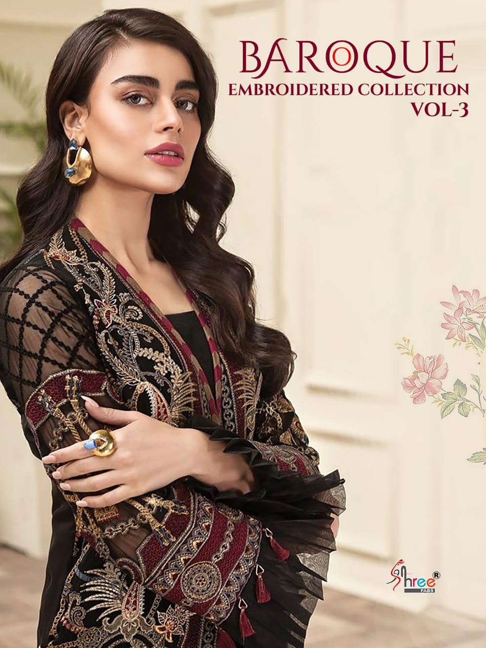 Shree Fab Baroque Embroidered Collection Vol 3 Georgette Wit...