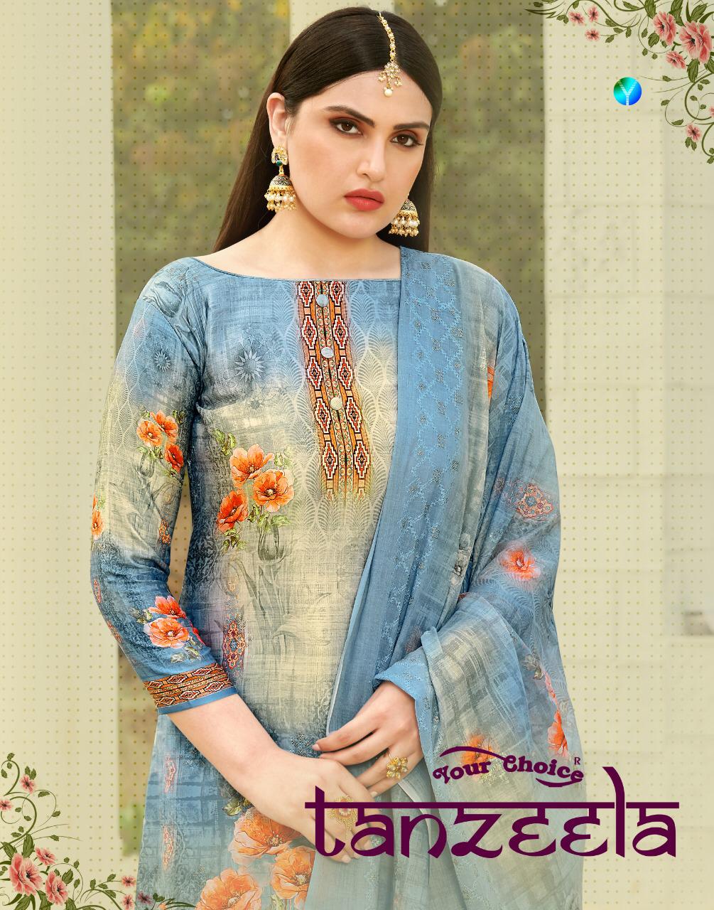 Your Choice Tanzeela Jam Silk Cotton With Embroidery Work Dr...