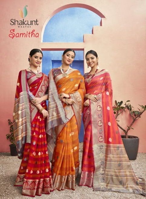 Shakunt Weaves Samitha Traditional Fancy Fabric Sarees Colle...