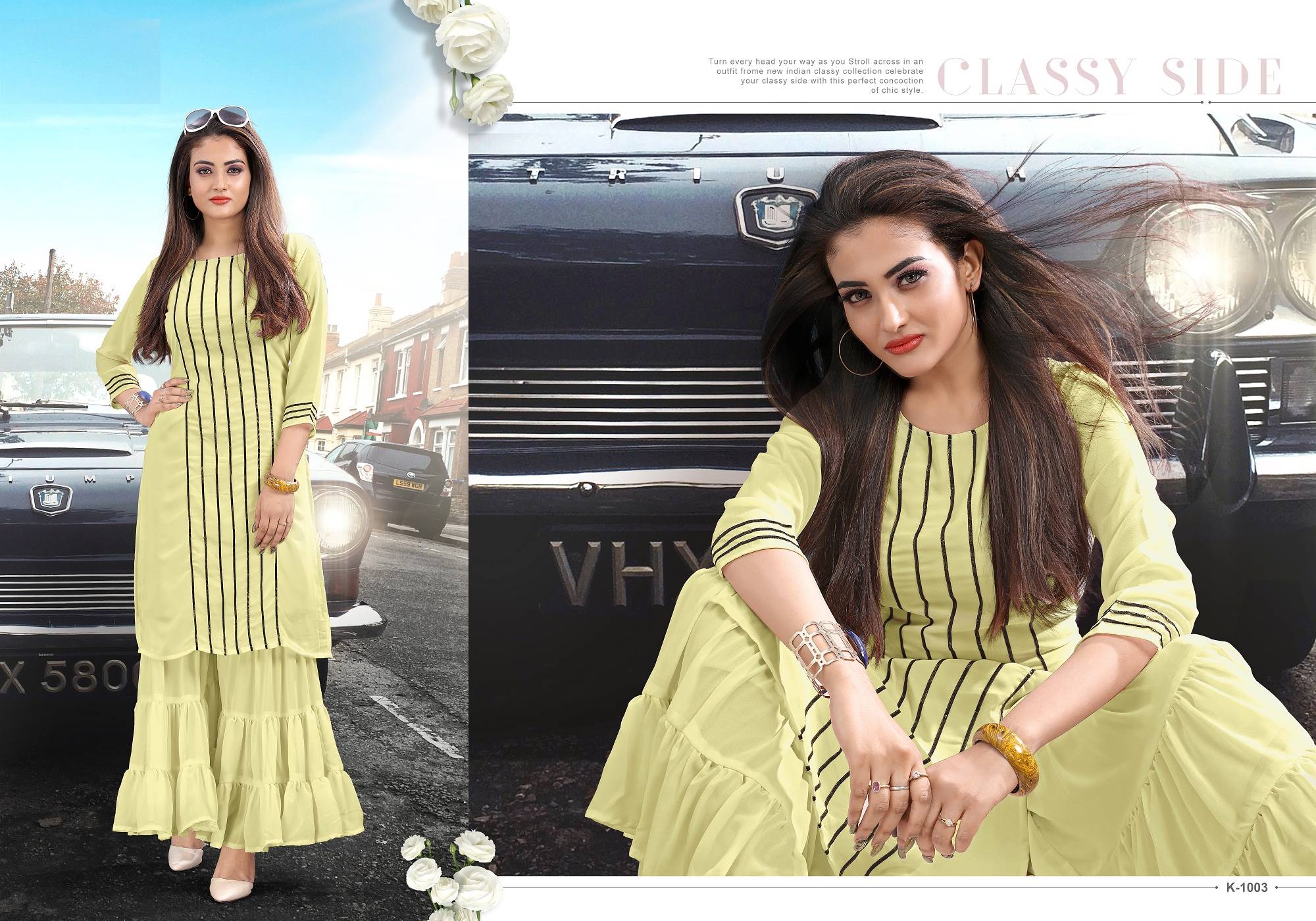 Latest Kurti Plazzo Collection Of Georgette Fabric With Awes...