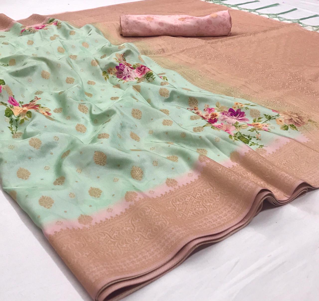 Blossom Silk Heavy Designer Floral Digital Printed Soft Silk...