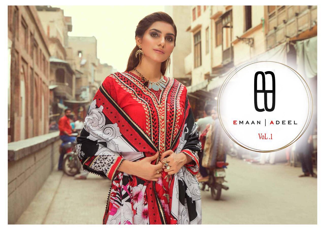 Emaan Adeel Vol 1 Printed Pure Lawn Cotton Pakistani Dress M...