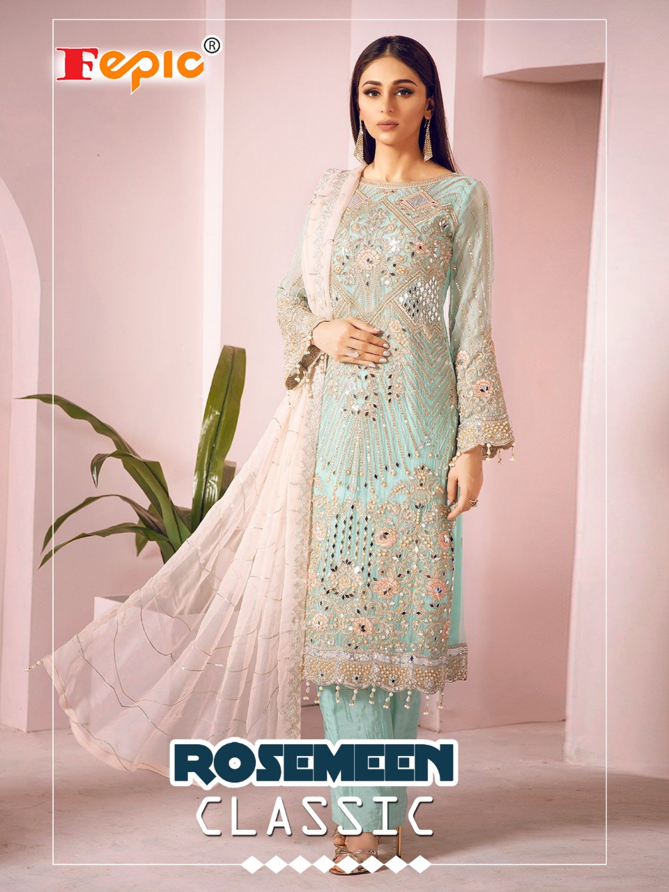 Fepic Rosemeen Classic Net And Georgette With Heavy Embroide...