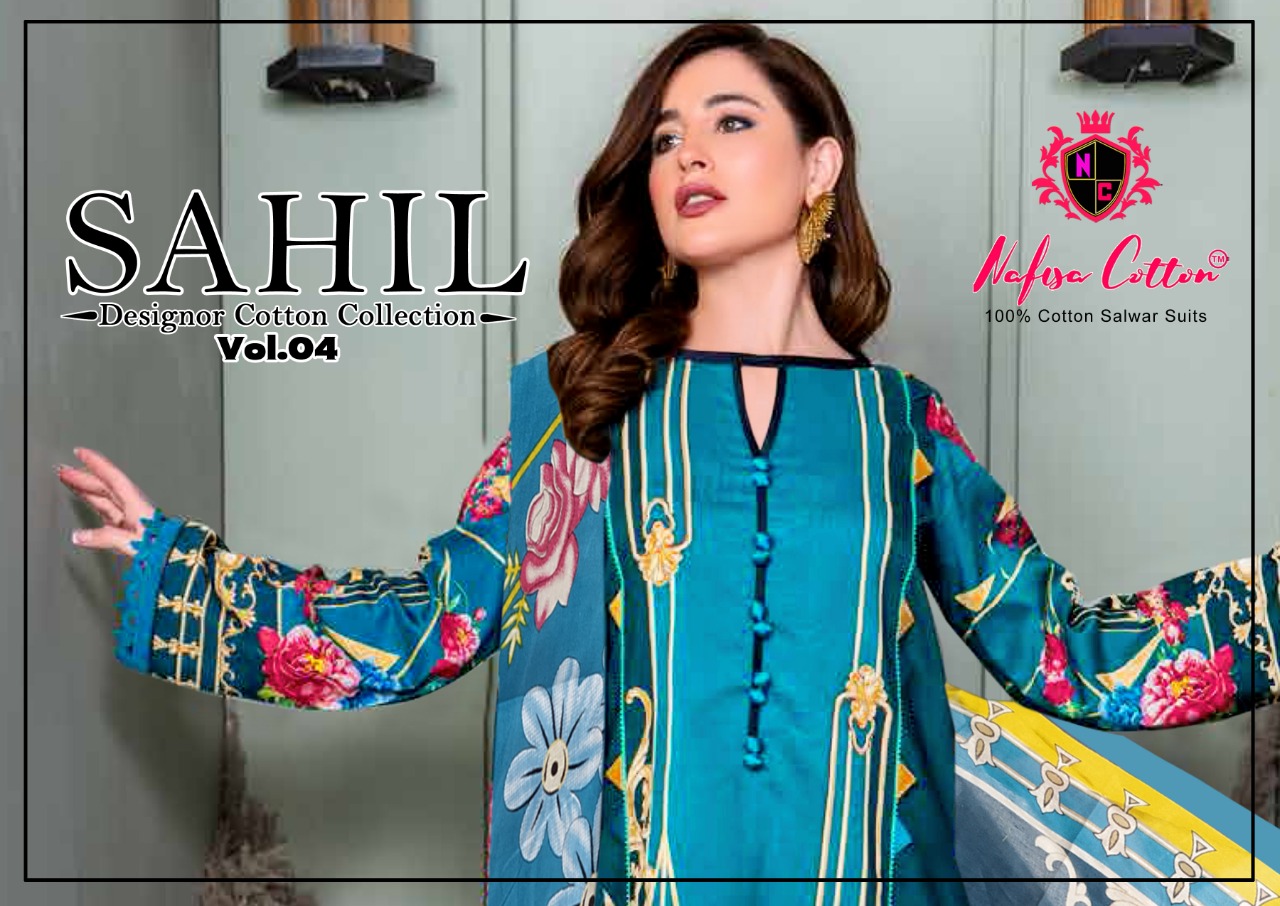 Nafisa Cotton Sahil Vol 4 Printed Cotton Pakistani Dress Mat...