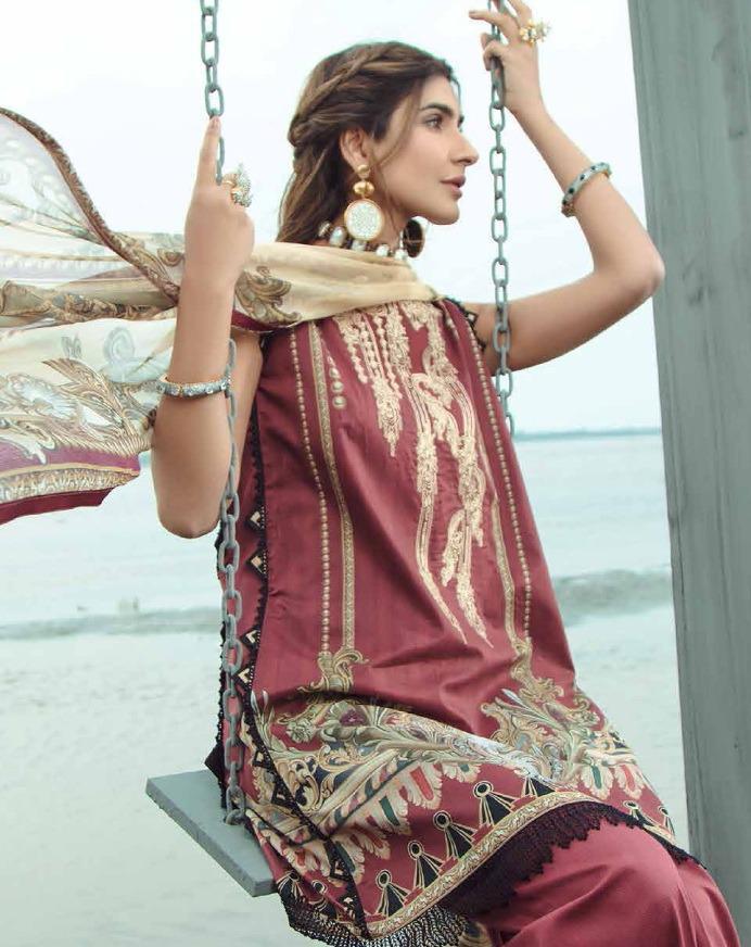 Majesty Firdous Printed Jam Silk Cotton With Embroidery Work...
