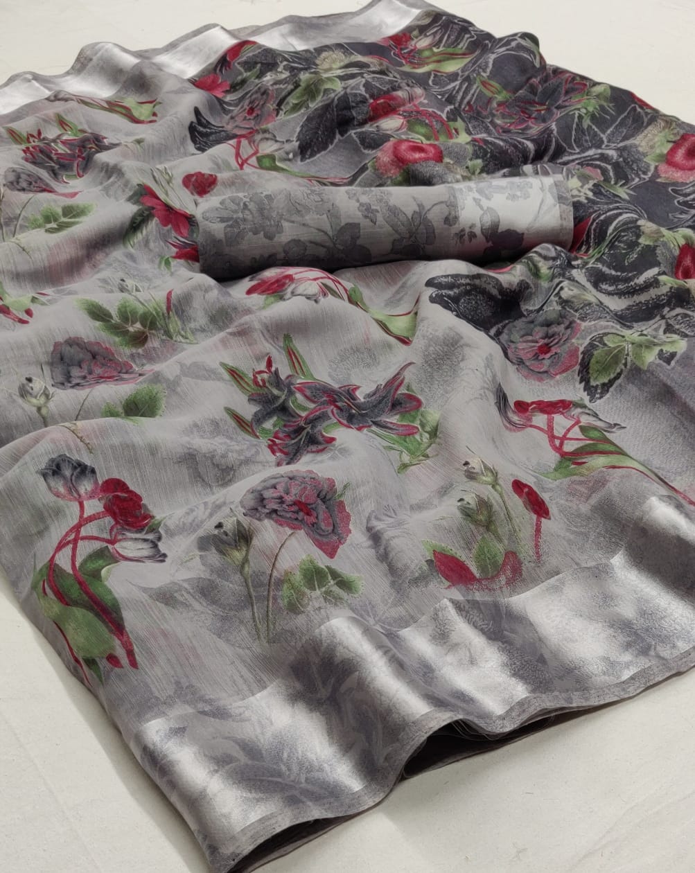 Sonakshi Silk Floral Printed Soft Linen Silk Sarees Collecti...