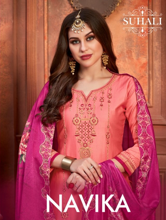 Suhali Navika Jam Satin With Embroidery Work Dress Material ...