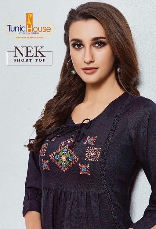 Tunic House Nek Designer Rayon With Embroidery Work Readymad...