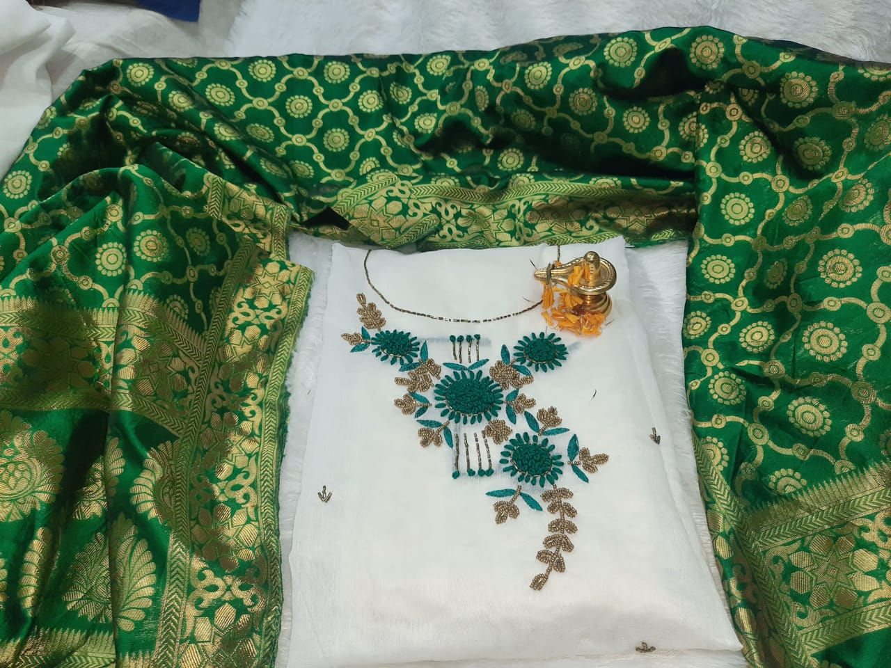 Latest Handwork Chanderi Modal Dress Materials At Wholesale ...