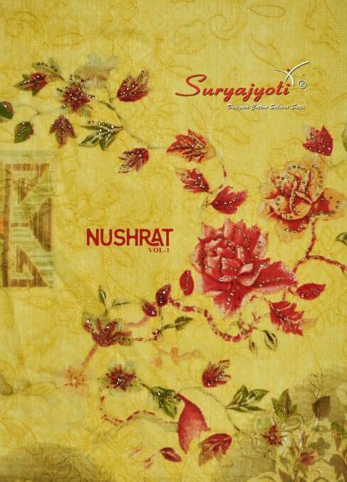 Suryajyoti Nushrat Printed Heavy Satin Cotton With Aari Swar...