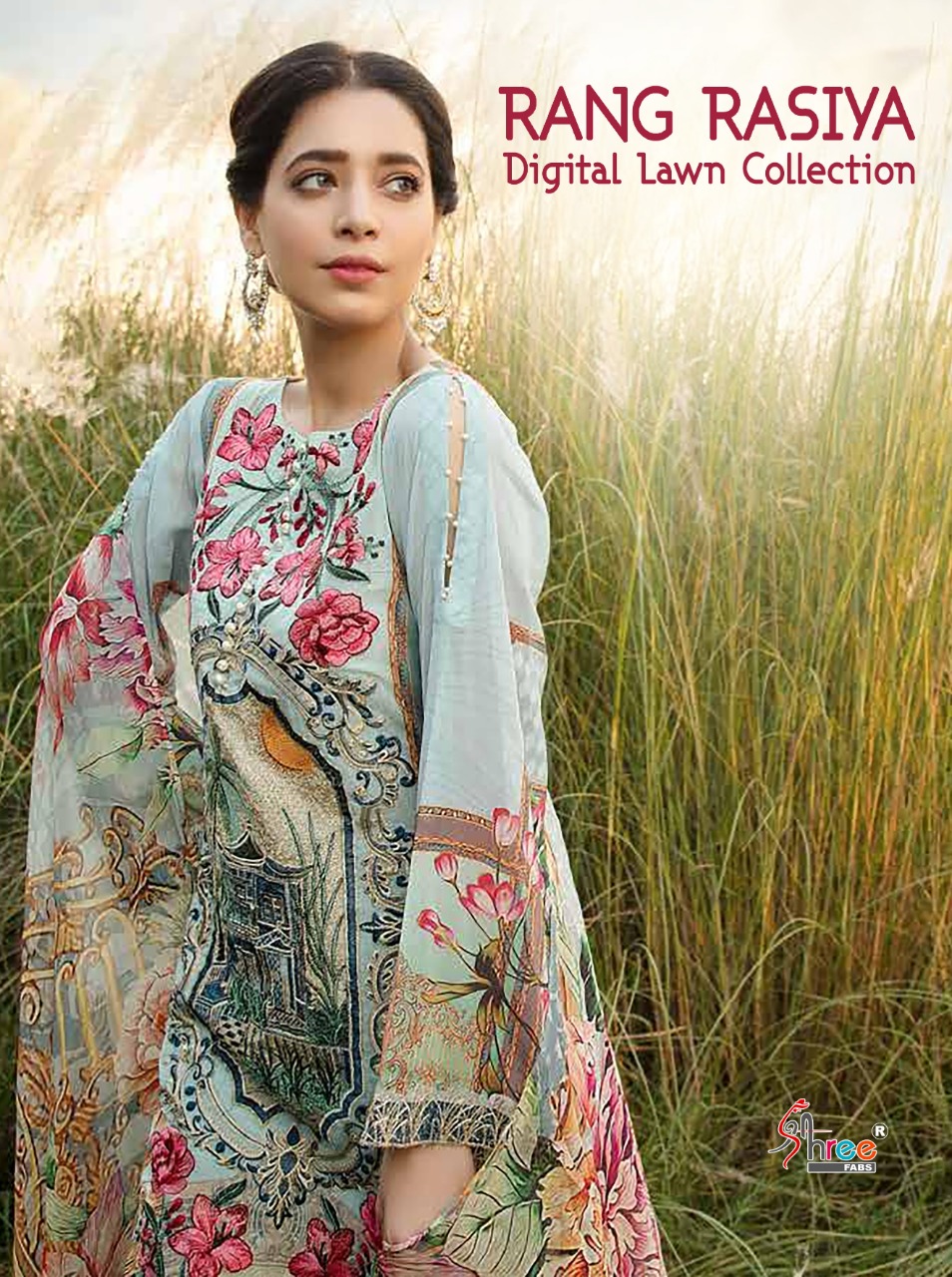 Shree Fabs Rang Rasiya Digital Lawn Collection Heavy Jam Wit...
