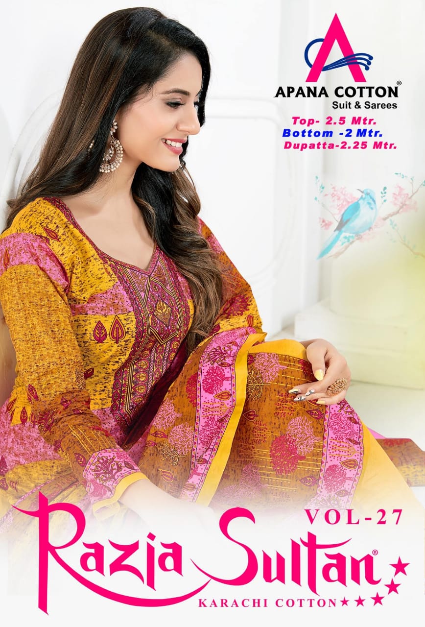 Apna Cotton Razia Sultan Vol 27 Printed Cotton Dress Materia...