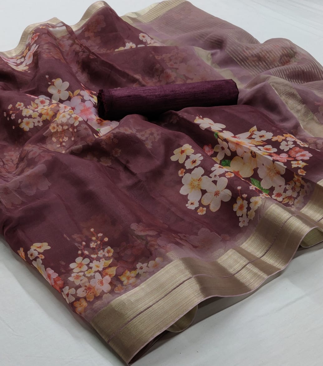 Aditya Silk Designer Floral Digital Printed Soft Organza Sil...