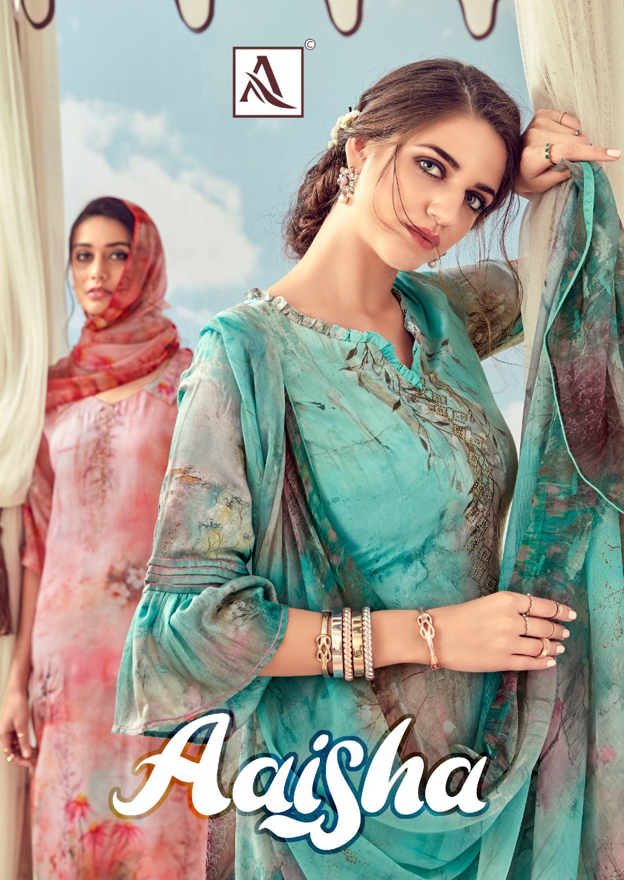 Alok Suits Aaisha Digital Printed Pure Jam With Swarovski Wo...