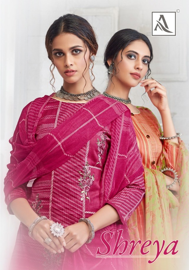 Alok Suits Shreya Printed Pure Jam Cotton With Embroidery Wo...