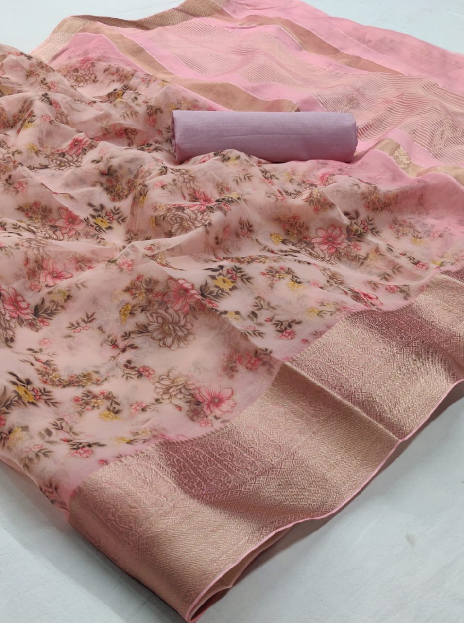 Arman Silk Designer Floral Printed Organza Silk Weaving Sare...