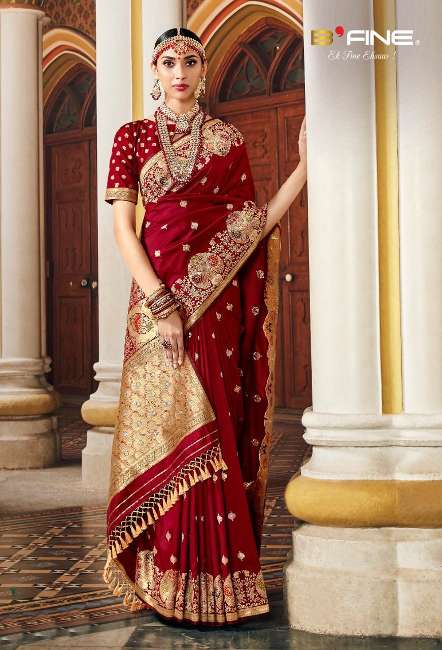 B Fine Virasat Heavy Designer Banarasi Silk With Work Weddin...