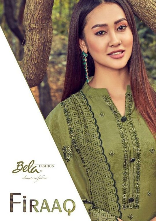 Bela Fashion Firaaq Designer Printed Cotton Silk Dress Mater...