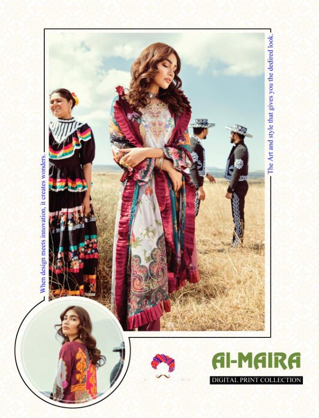 Charizma Designer Al Maira Digital Printed Jam Cotton With W...