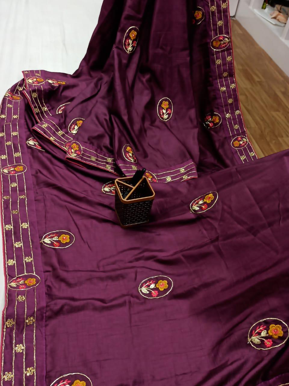 Designer Dola Silk With Embroidery Work Sarees Collection At...