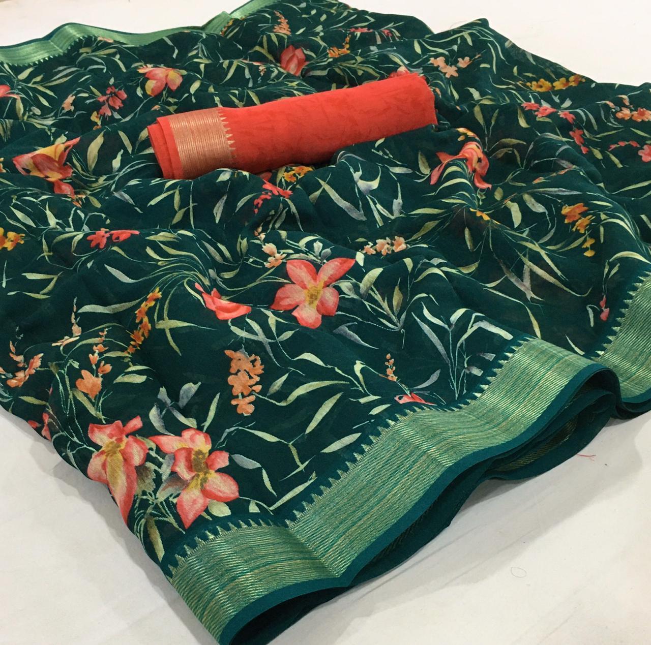 Lt Fabrics Nishtha Floral Printed Soft Cotton With Weaving B...