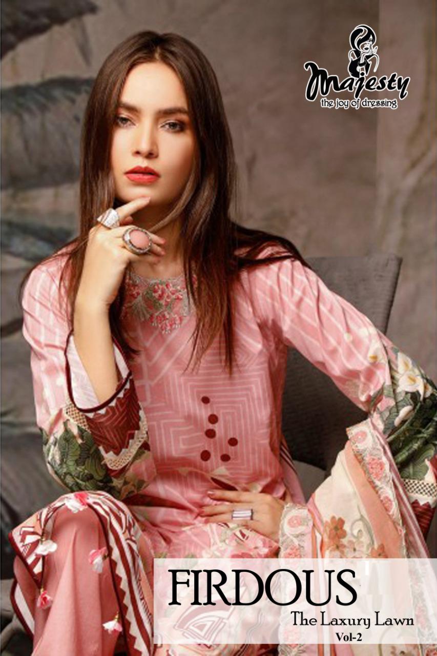 Majesty Firdous The Luxury Lawn Vol 2 Printed Jam Silk Cotto...