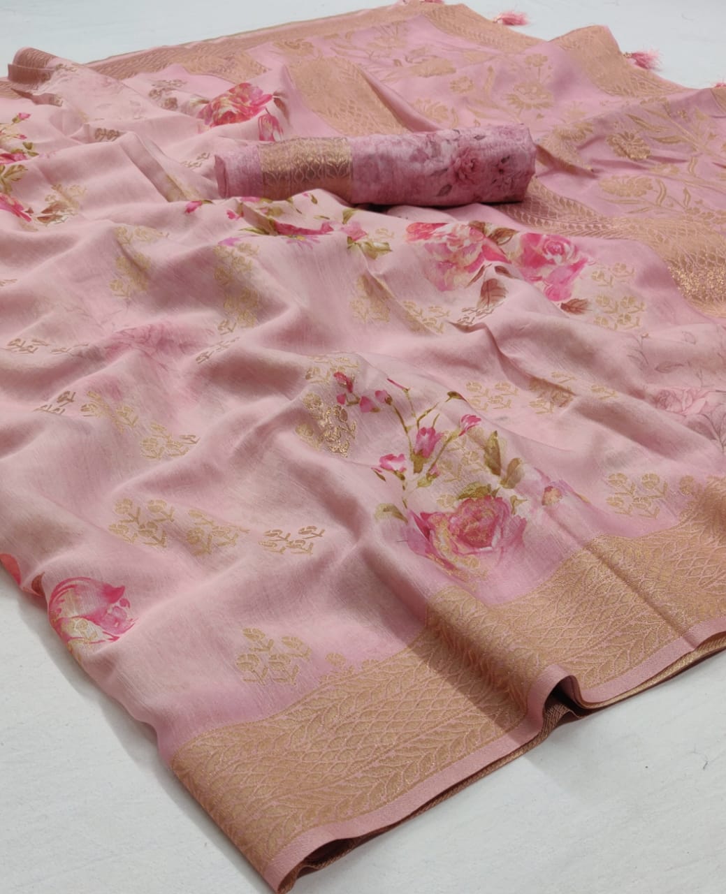 Megh Silk Designer Digital Floral Printed Soft Silk With Jac...