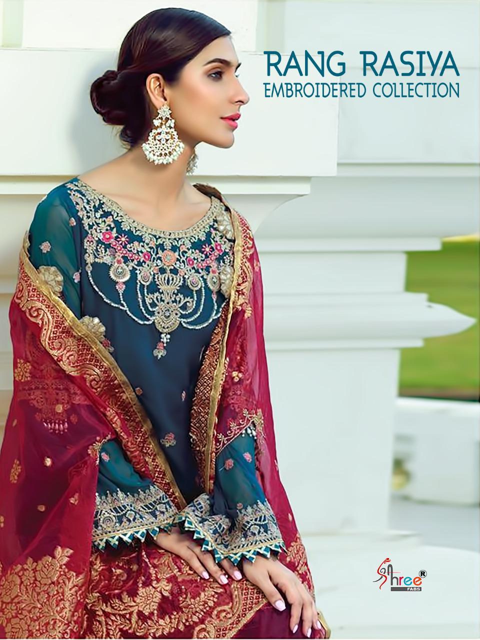 Shree Fabs Rang Rasiya Embroidered Collection Faux Georgette...