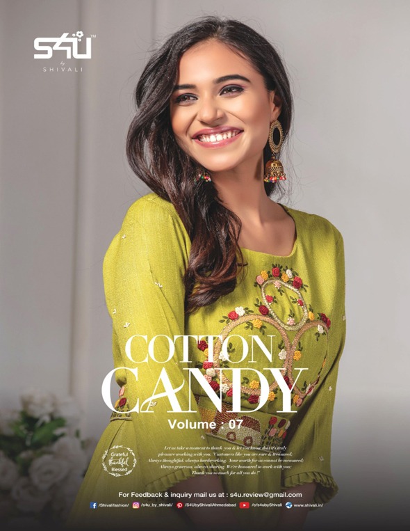 S4u Shivali Cotton Candy Vol 7 Rayon Slub Viscose With Work ...