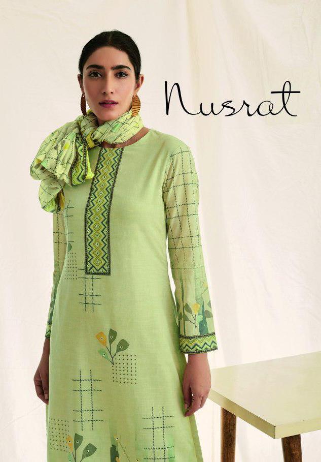 Sahiba Nusrat Digital Printed Cotton With Stone Work Dress M...