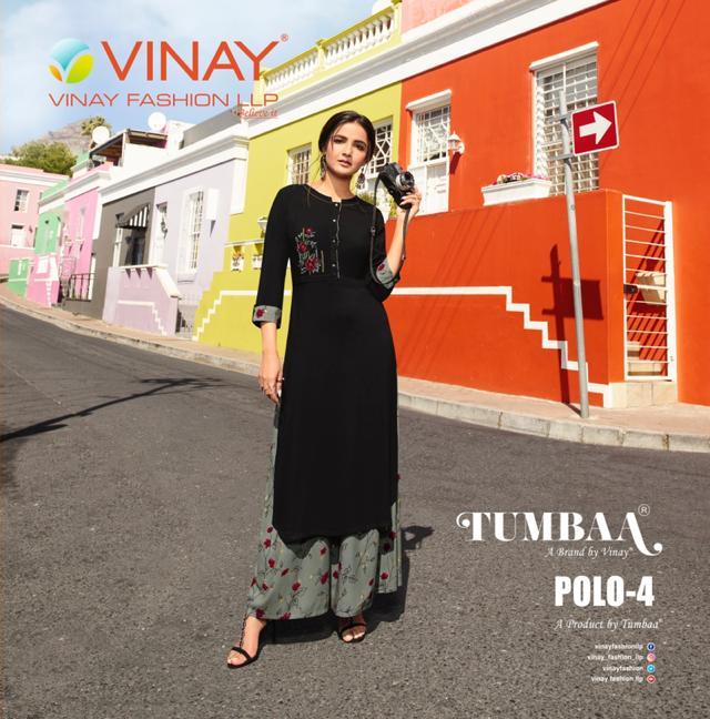 Vinay Fashion Tumbaa Polo Vol 4 Printed Rayon Readymade Kurt...
