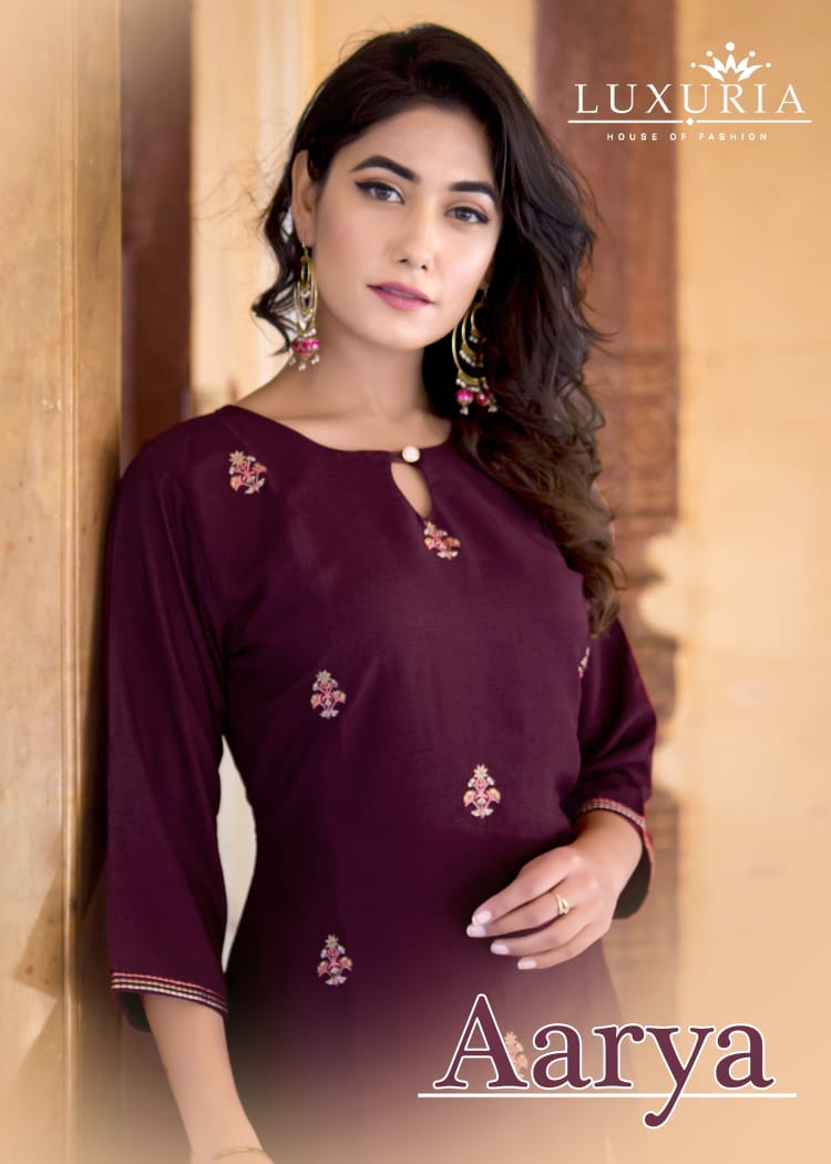 Luxuria Fashion Aarya Designer Pure Muslin With Embroidery W...