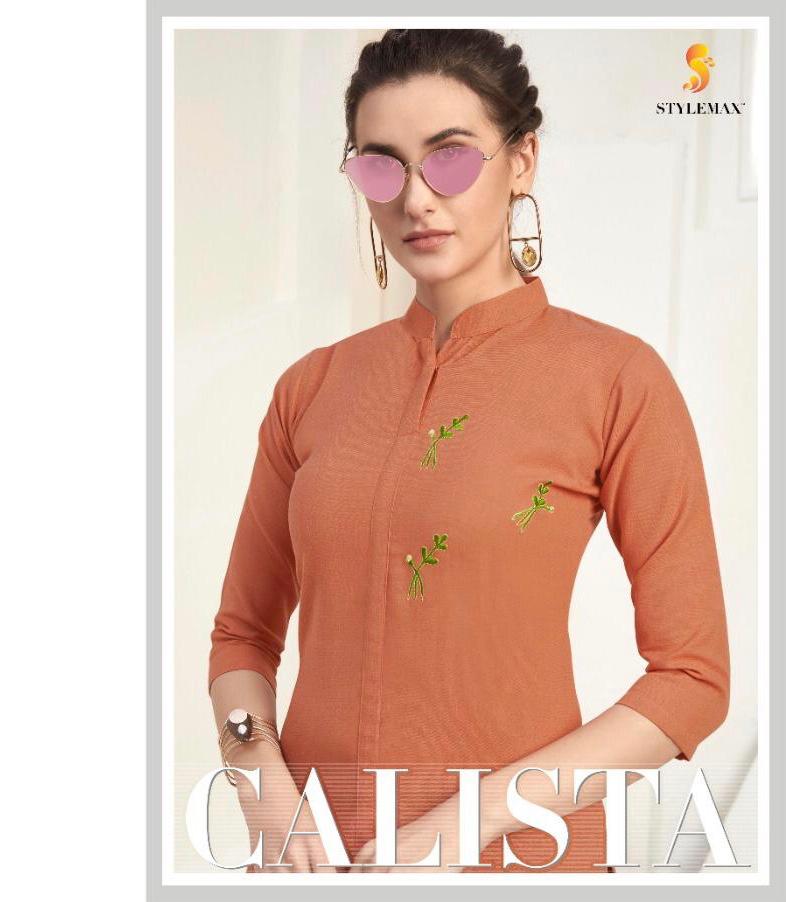 Stylemax Calista Cotton With Embroidery Work Readymade Kurti...