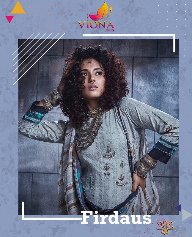 Viona Suits Firdaus Printed Heavy Lawn Cotton Dress Material...