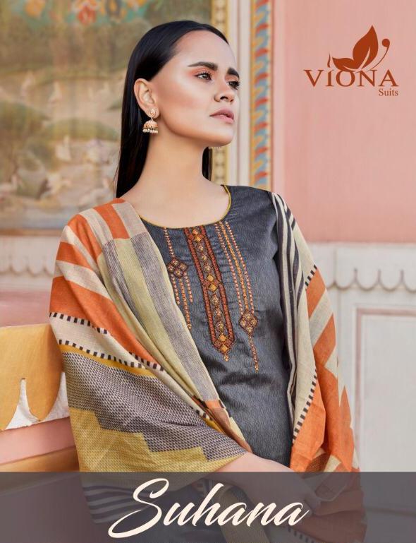 Viona Suit Suhana Printed Jam Satin With Embroidery Work Dre...