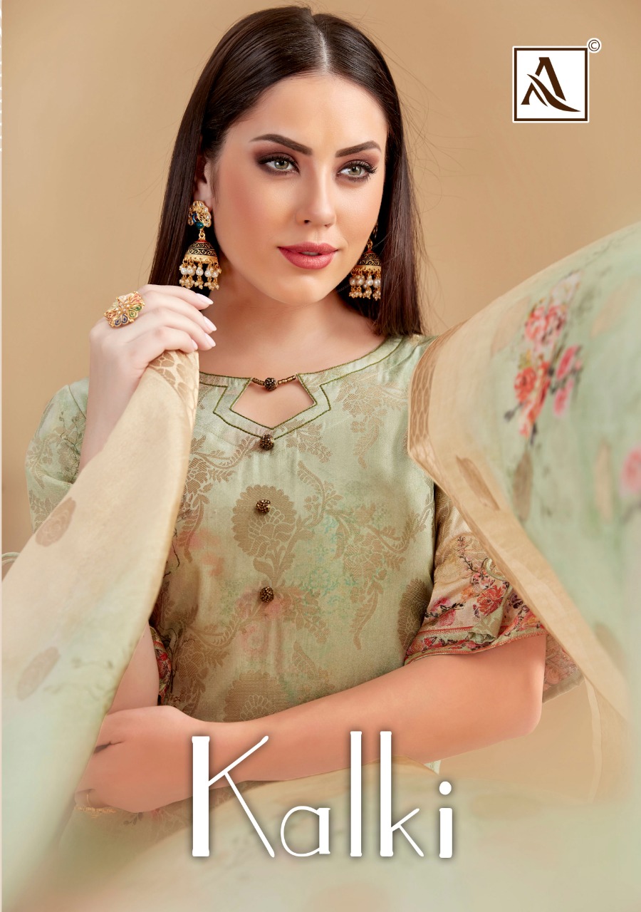 Alok Suits Kalki Designer Banarasi Jacquard Digital Print Wi...