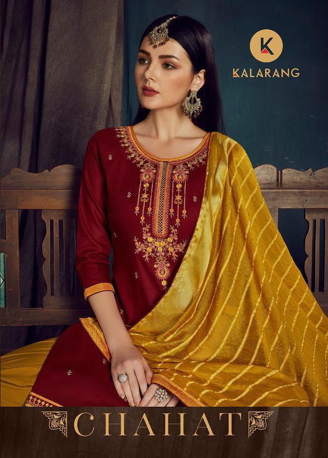 Kessi Fabrics Kalarang Chahat Jam Silk Cotton With Embroider...