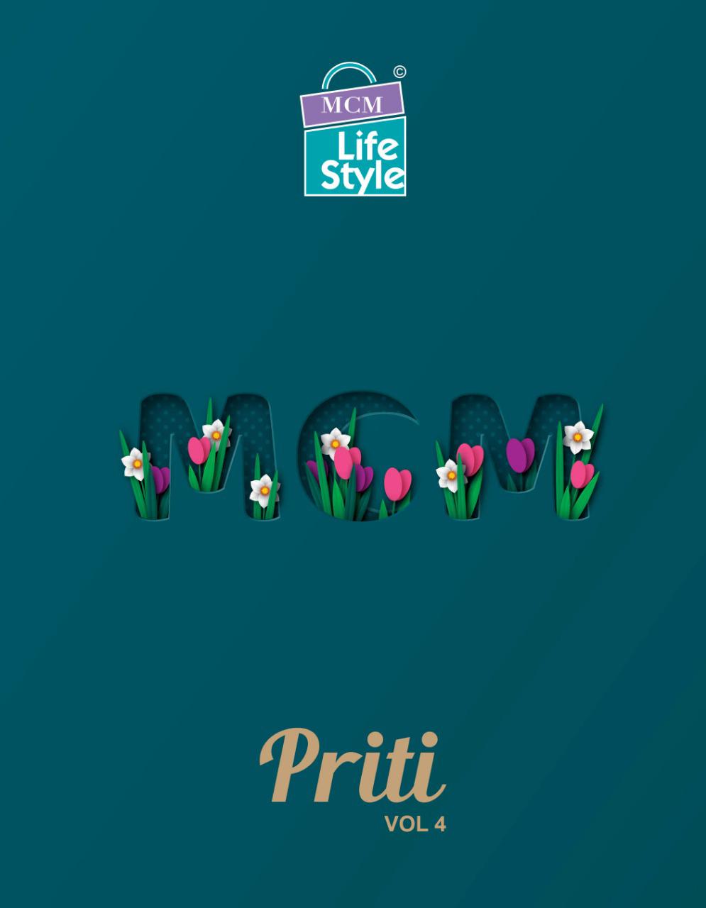 Mcm Lifetstyle Priti Vol 4 Printed Cotton Dress Material Col...